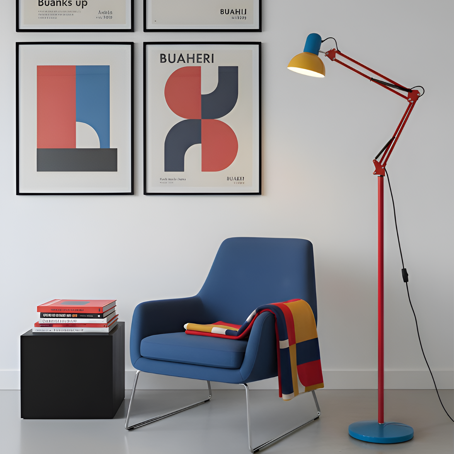 Memphis Industrial gulvlampe med flere arme – justerbar