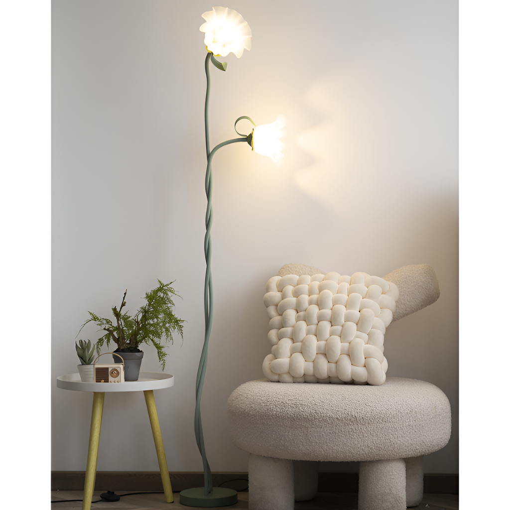 Blomstret buet gulvlampe - justerbar
