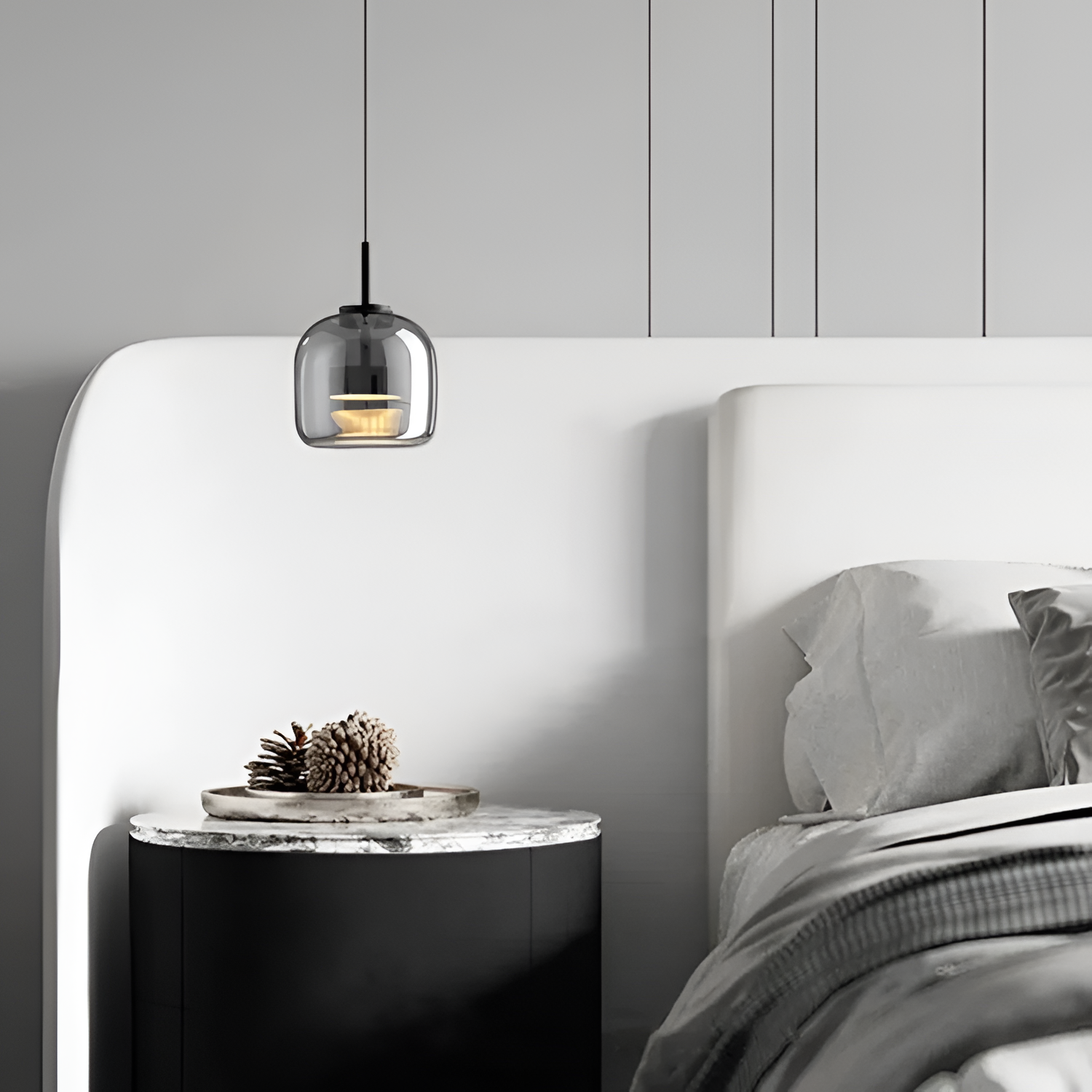 Røget Glas Pendellampe - Nordisk LED Hængelampe