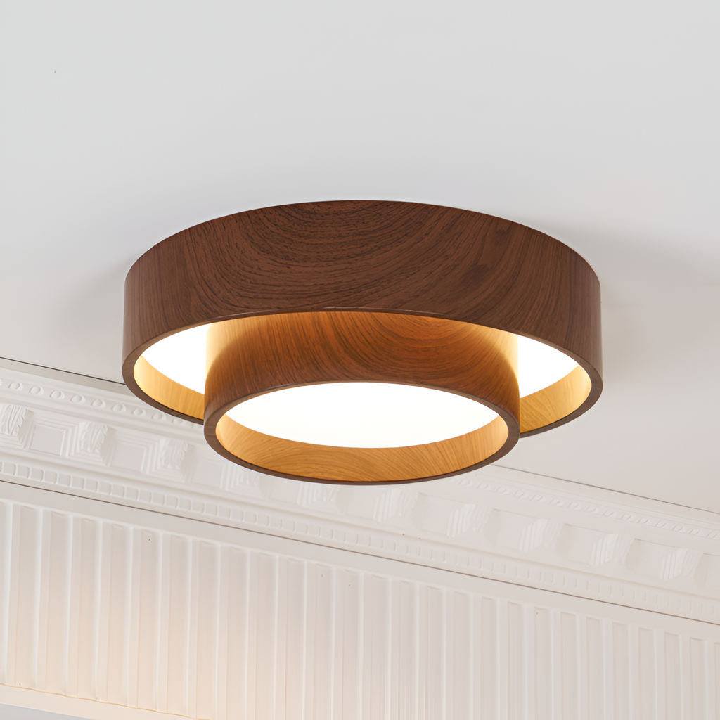 Lagdelt Træ-Effekt Loftslampe - Minimalistisk