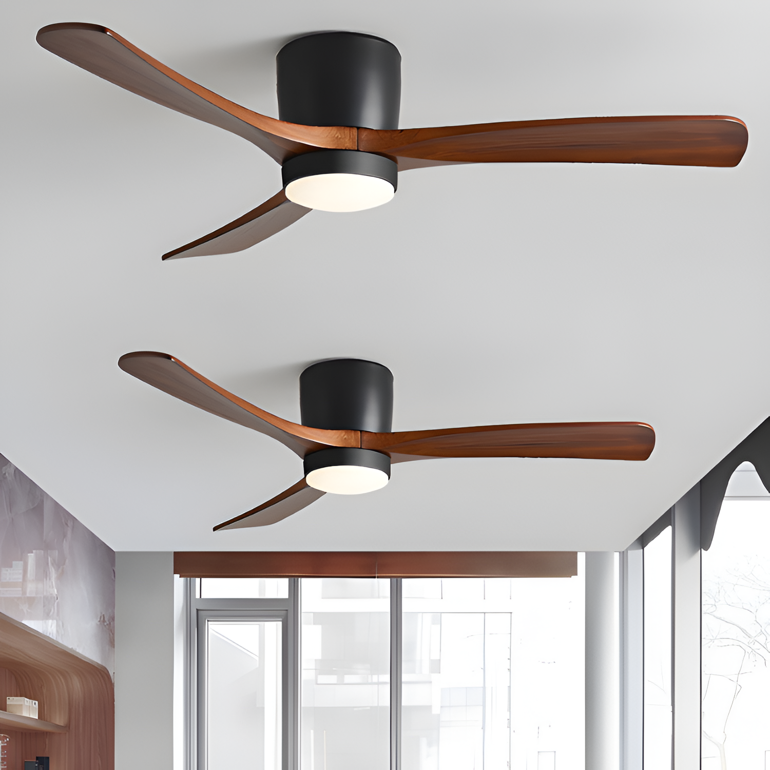 Nordisk Træ Loftsventilatorslampe - Justerbar