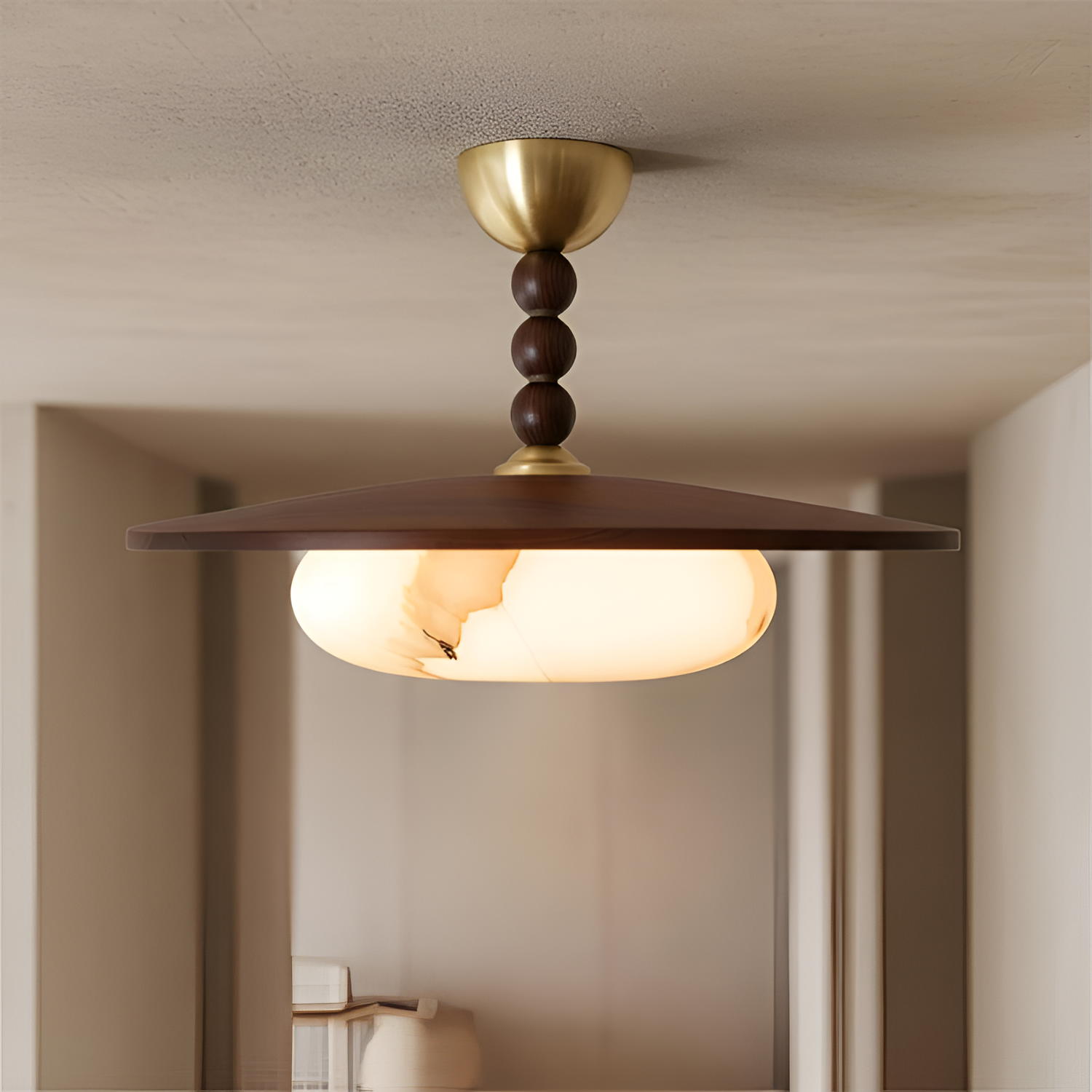Skulpturel Alabast Loftlampe - Moderne