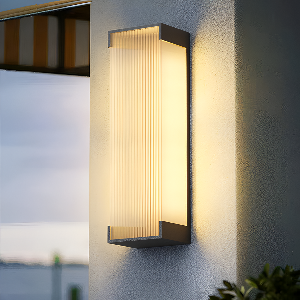 Rektangulær Solenergi Rillet Væglampe - Minimalistisk