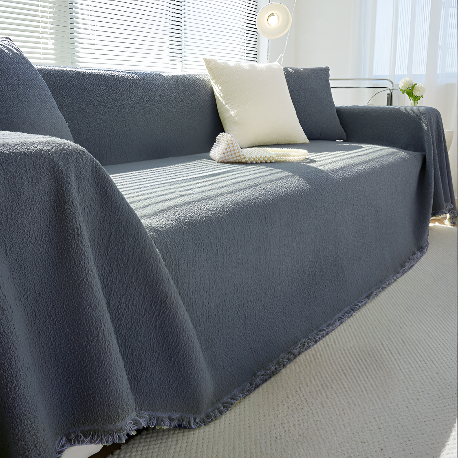 Minimalistisk Tekstureret Sofaovertræk - Ensfarvet