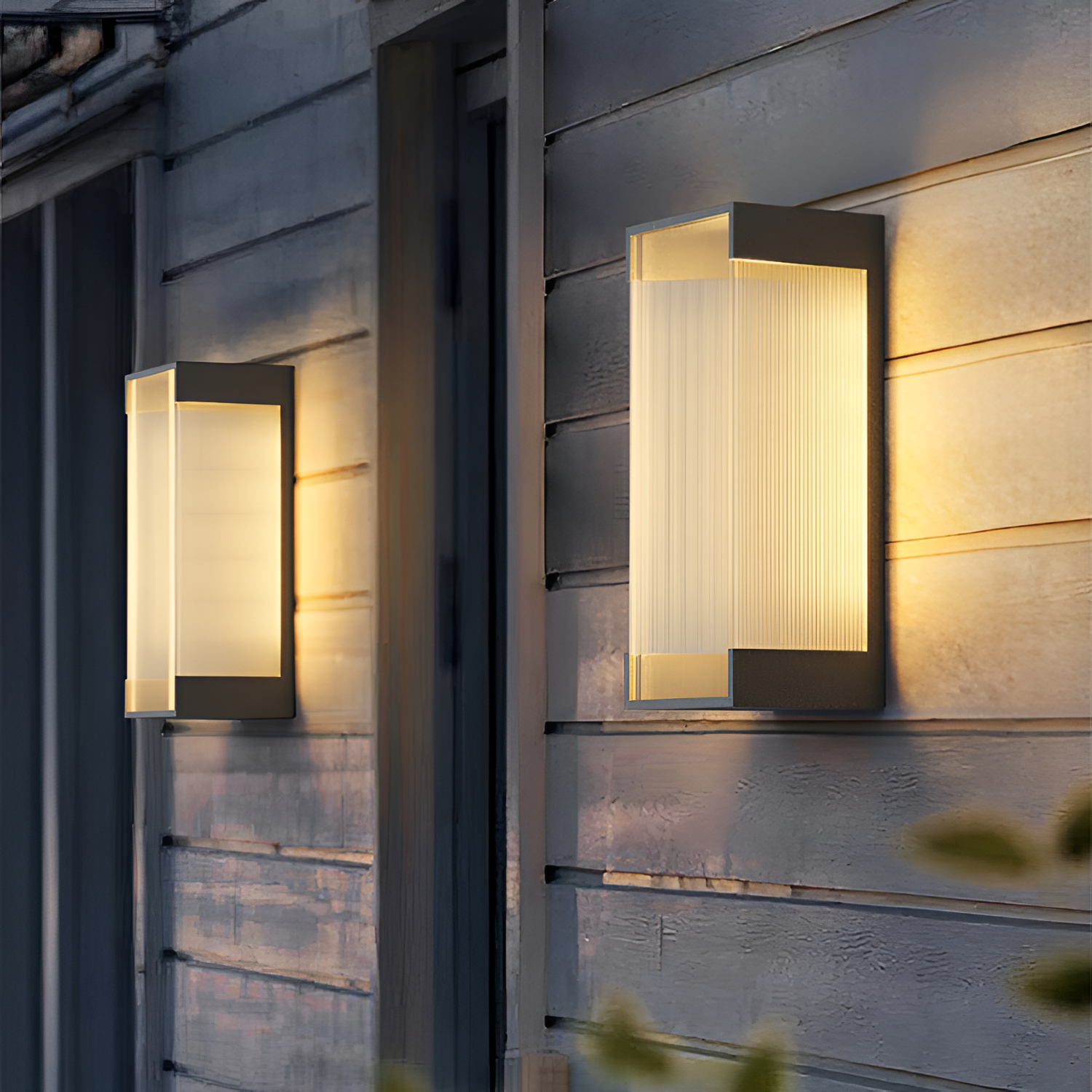 Rektangulær Solenergi Rillet Væglampe - Minimalistisk
