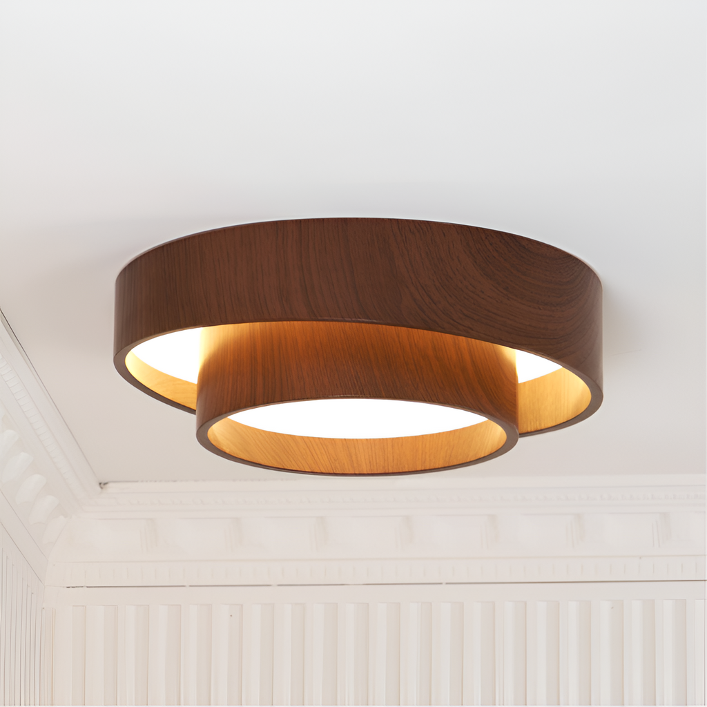 Lagdelt Træ-Effekt Loftslampe - Minimalistisk