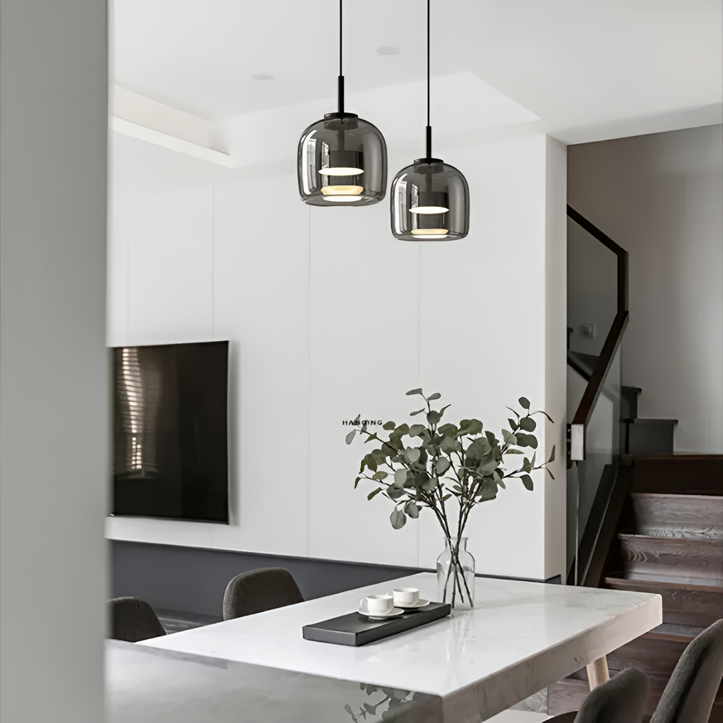 Røget Glas Pendellampe - Nordisk LED Hængelampe