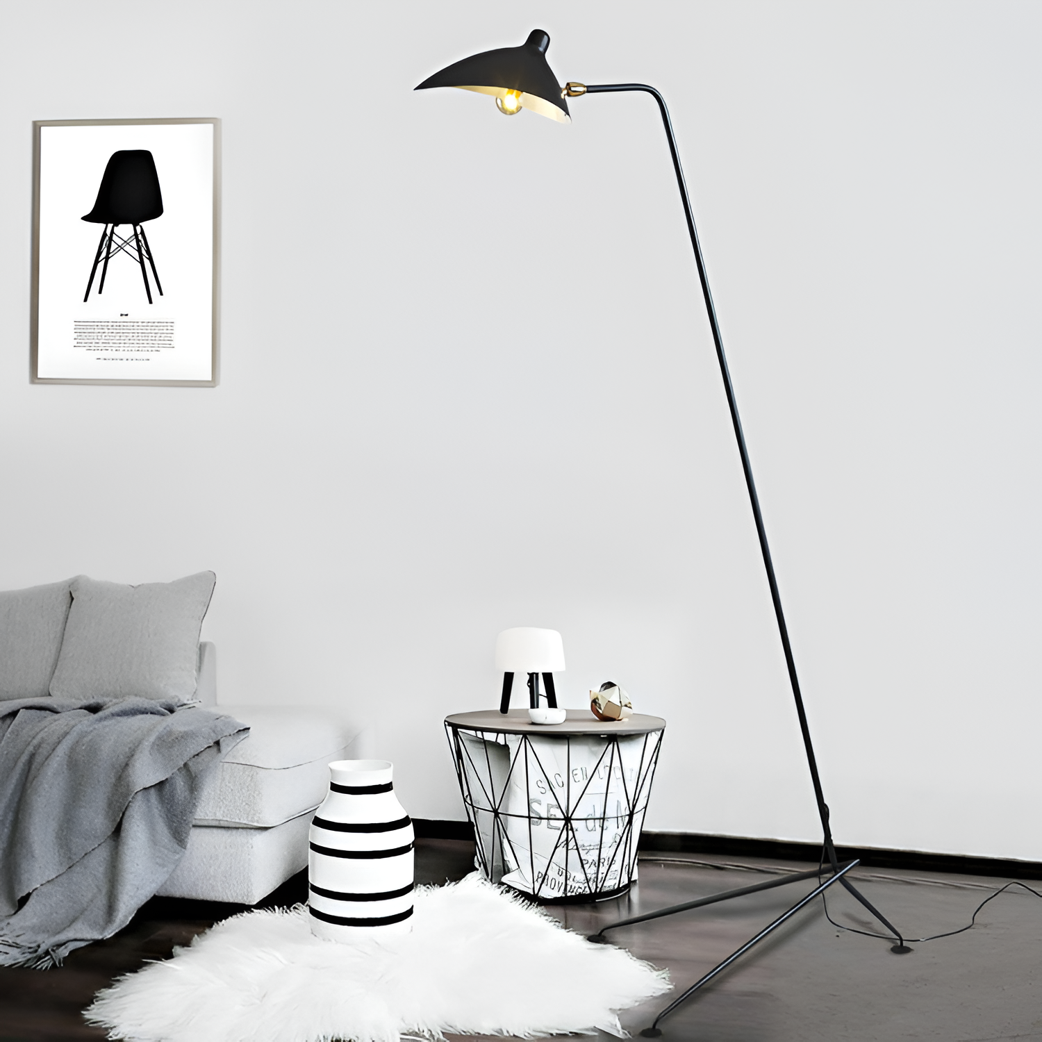 Industriel Minimalistisk Gulvlampe - Justerbar