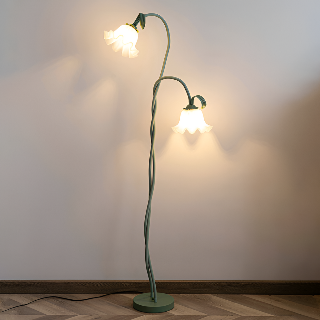 Blomstret buet gulvlampe - justerbar