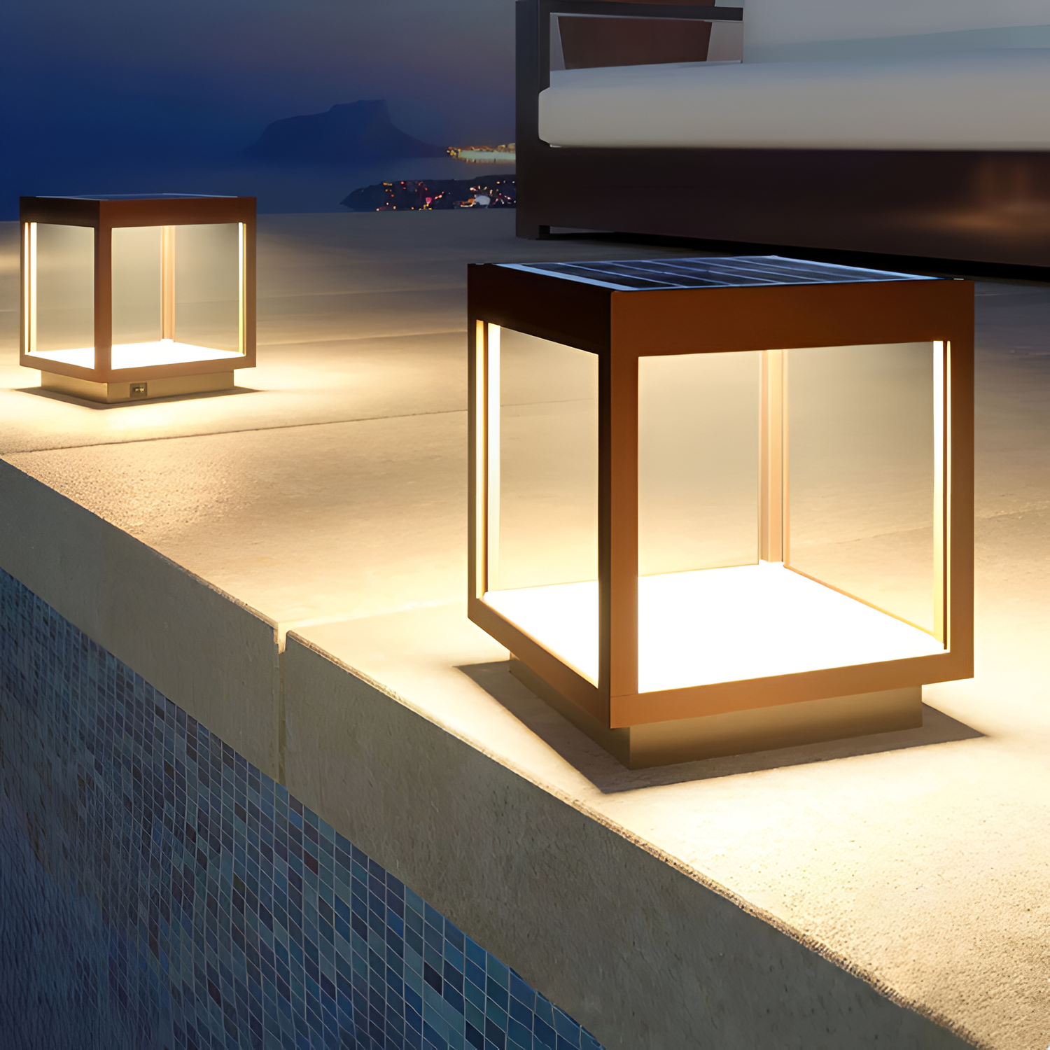 Geometrisk Solcellelampe til Udendørsbrug - Minimalistisk