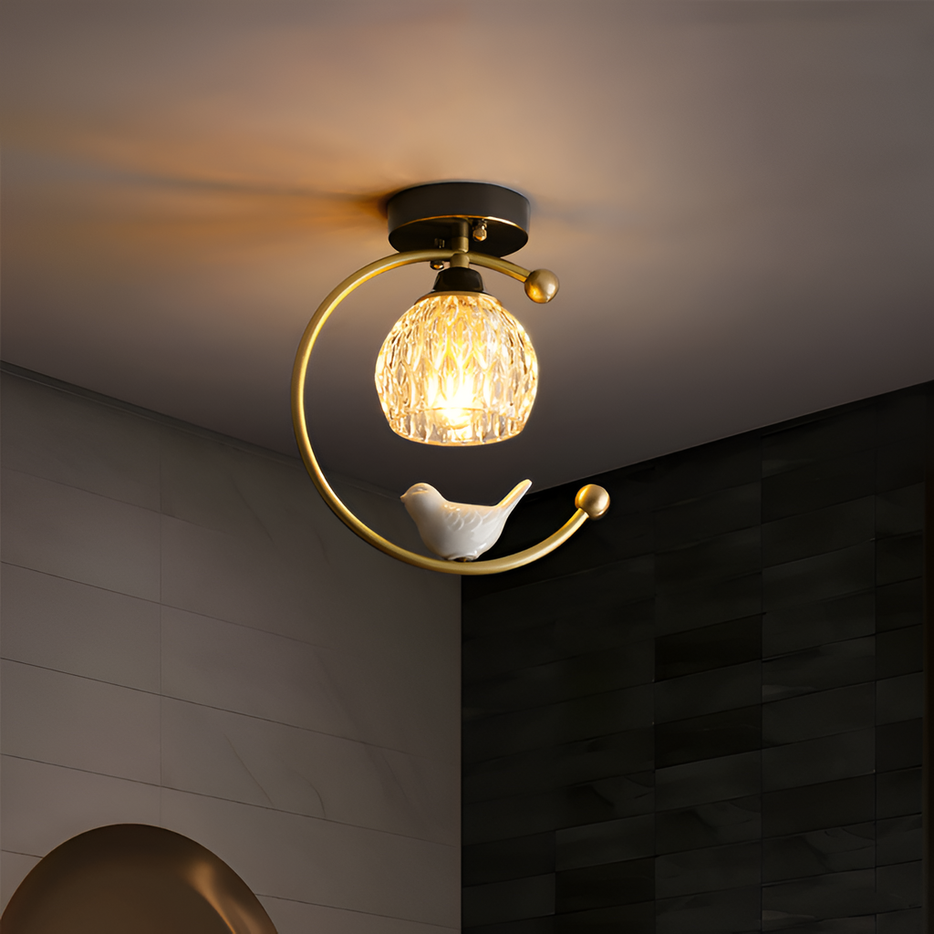 Crescent-figur med struktureret loftlampe – lysdæmpbar