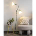 Blomstret buet gulvlampe - justerbar