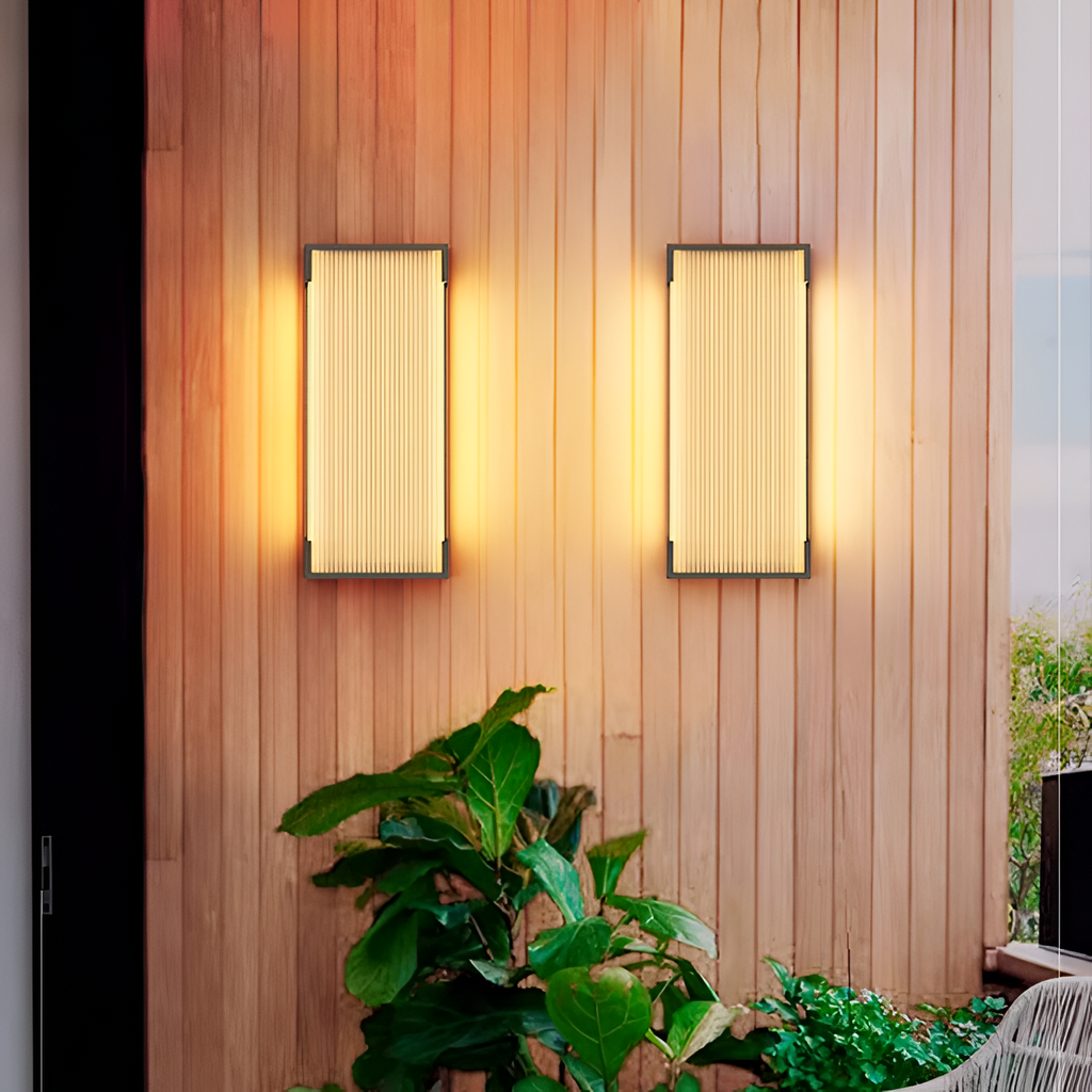 Rektangulær Solenergi Rillet Væglampe - Minimalistisk
