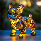 Kunstnerisk Led-natlampe Med Hundemosaik – Dekorativ