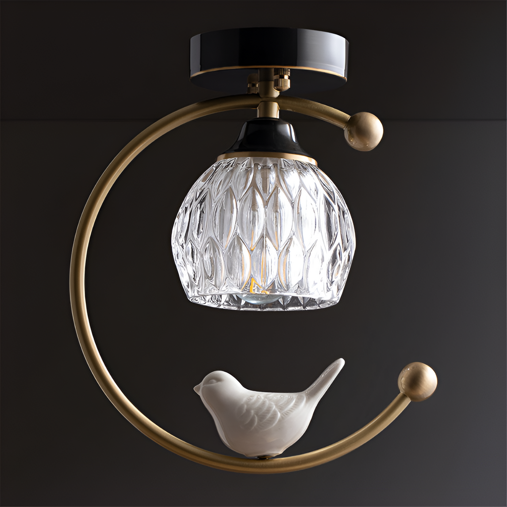 Crescent-figur med struktureret loftlampe – lysdæmpbar