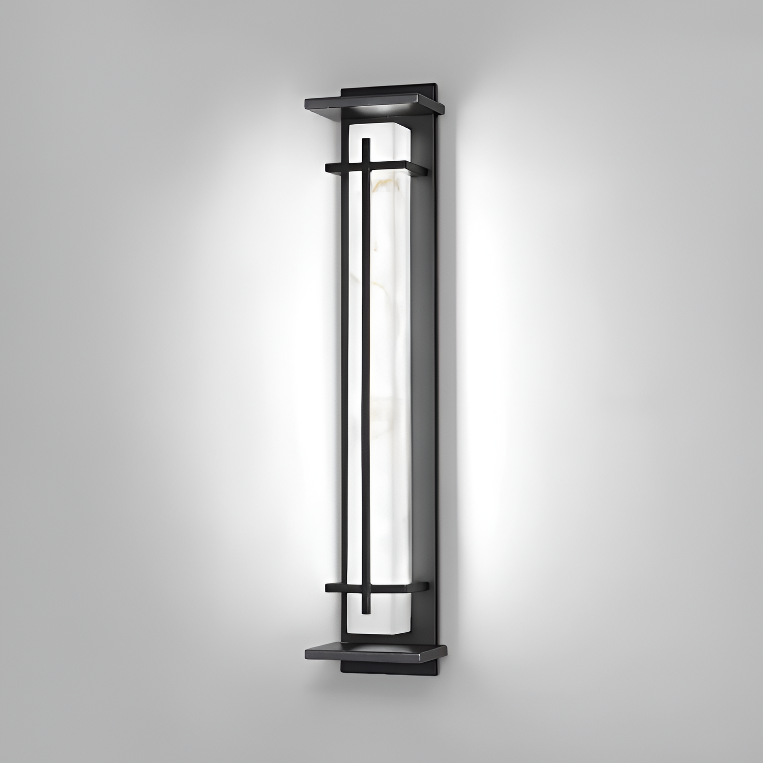 Marmorstil Solenergi Rektangulær Væglampe - Minimalistisk