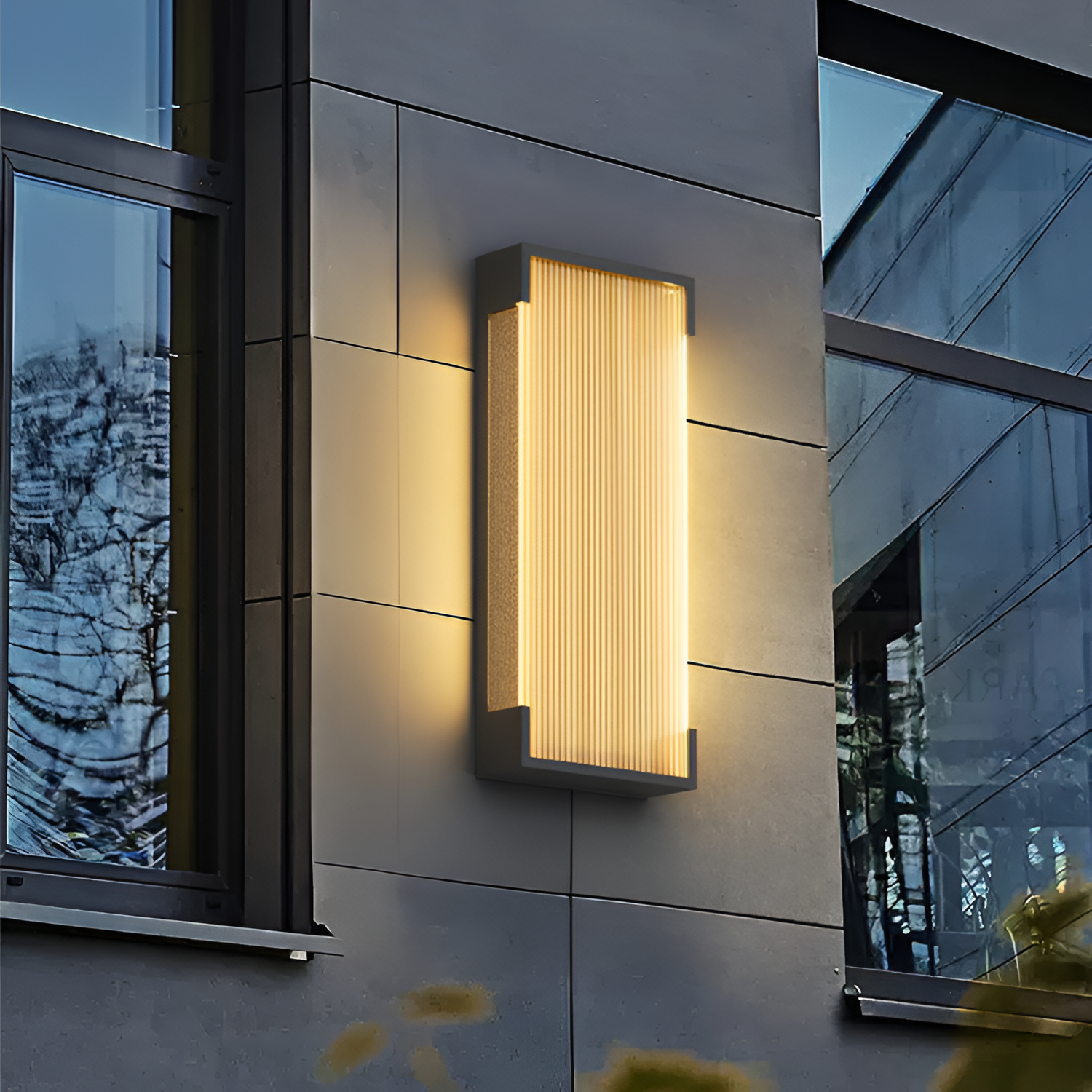 Rektangulær Solenergi Rillet Væglampe - Minimalistisk