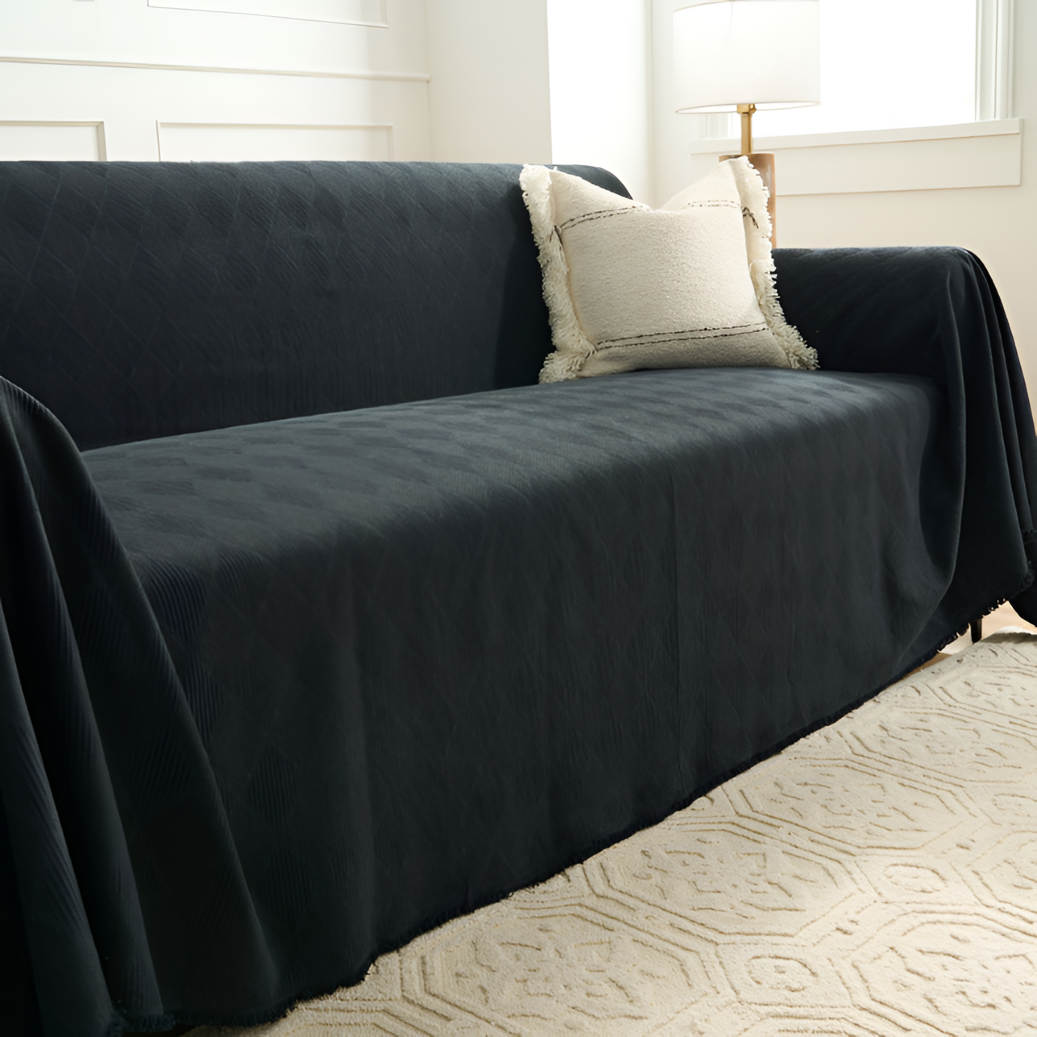 Geometrisk Tekstureret Sofaovertræk - Plaid