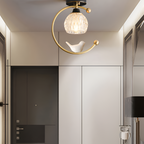 Crescent-figur med struktureret loftlampe – lysdæmpbar