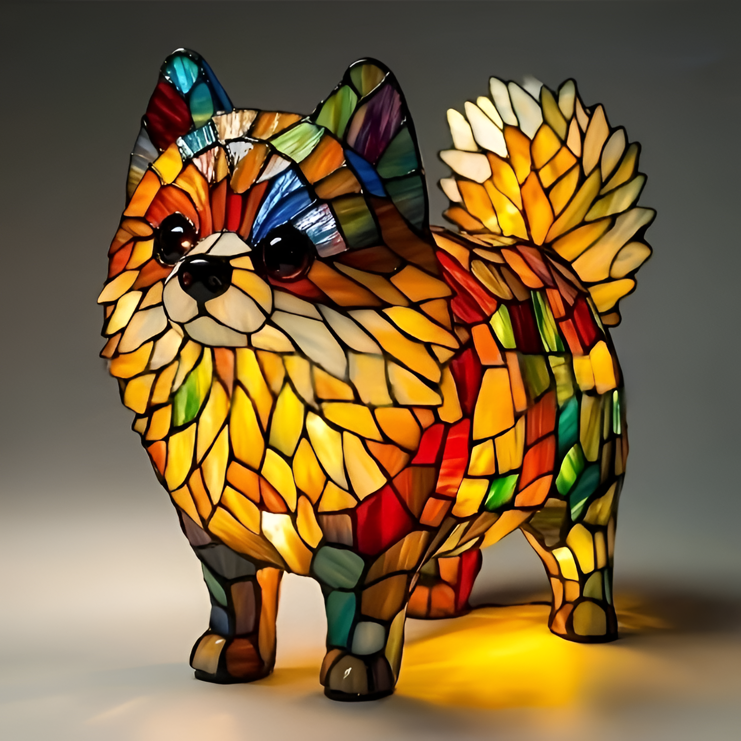 Kunstnerisk Led-natlampe Med Hundemosaik – Dekorativ