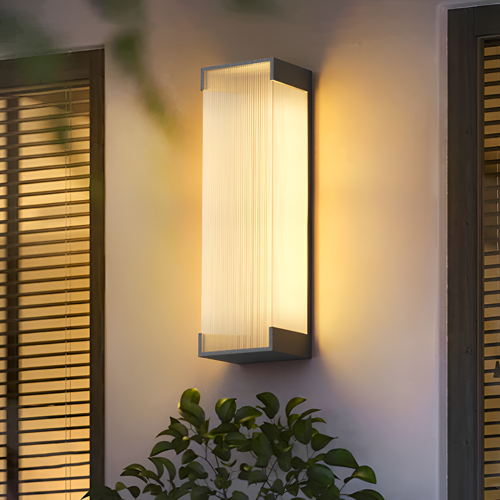 Rektangulær Solenergi Rillet Væglampe - Minimalistisk