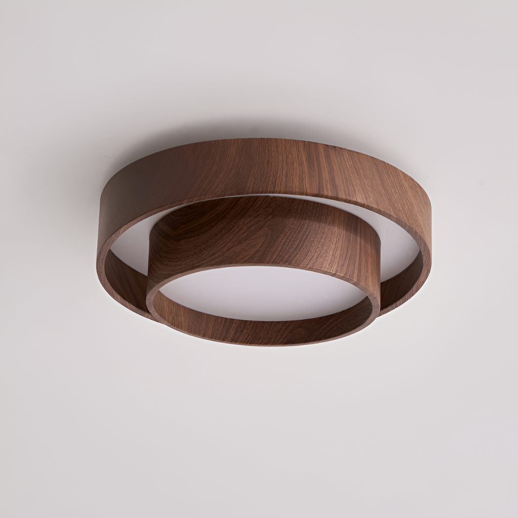 Lagdelt Træ-Effekt Loftslampe - Minimalistisk
