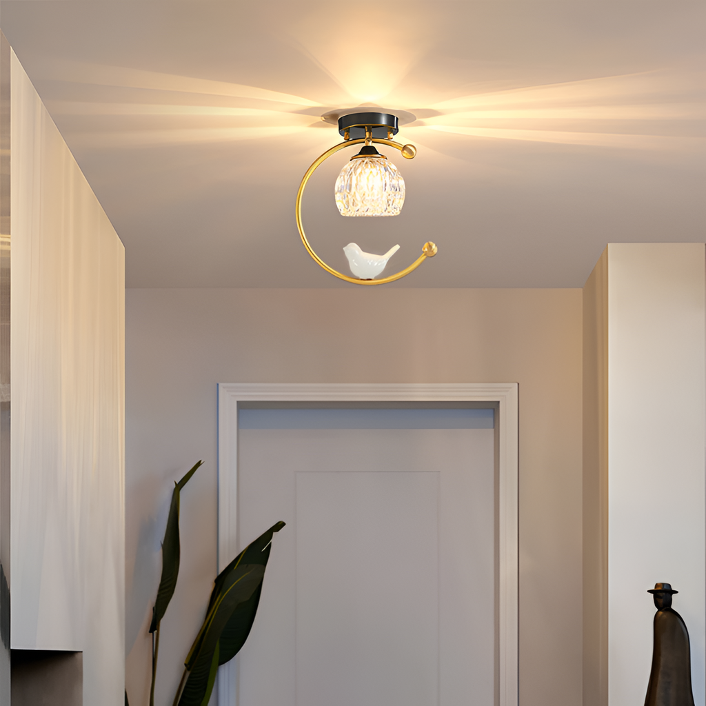 Crescent-figur med struktureret loftlampe – lysdæmpbar