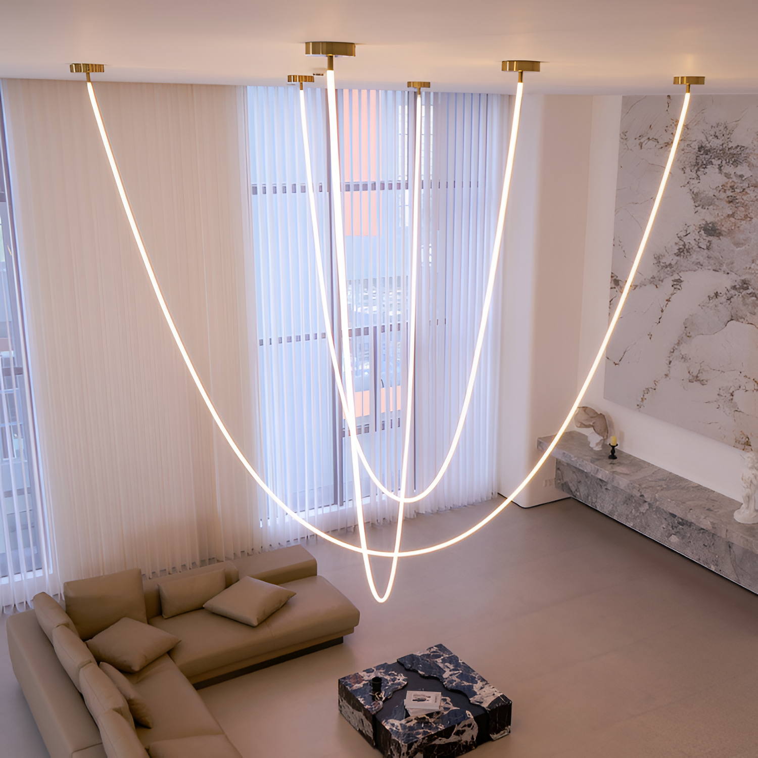 Minimalistisk Modulær Loop Lysekrone - Justerbar