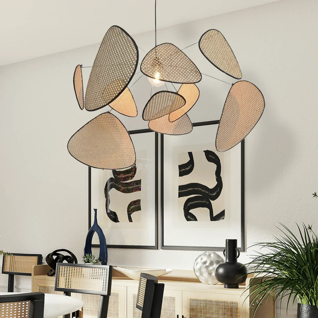 Rattan-Inspireret Pendellampe - Moderne Boho Loftsbelysning