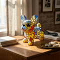 Fransk Bulldog-lampe i farvet harpiks - Skrivebordslampe