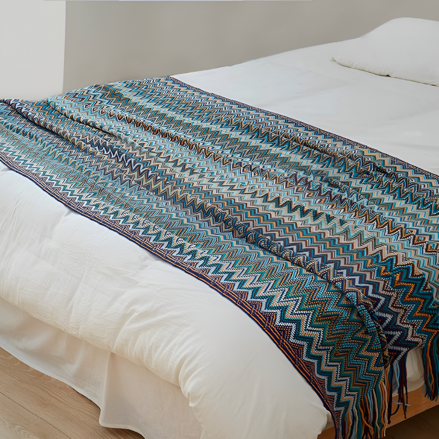 Bohemisk Frynser Chevron - Strikket Plaid