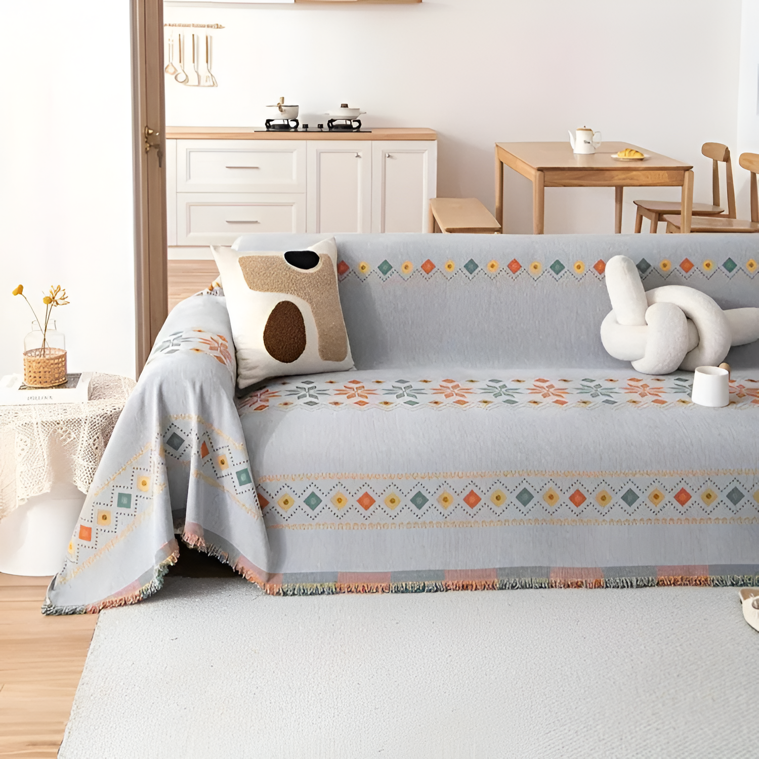 Geometrisk Sofa tæppe med Tekstureret - Boho