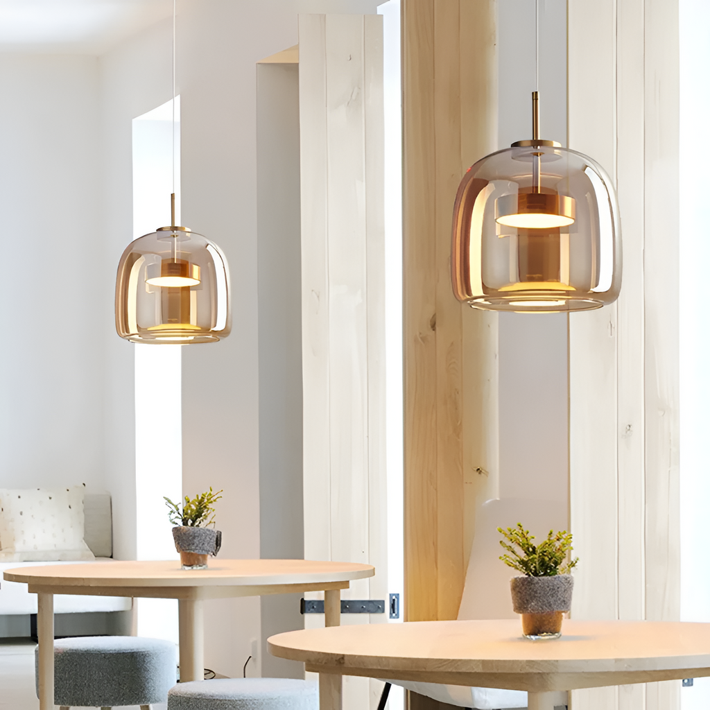 Røget Glas Pendellampe - Nordisk LED Hængelampe