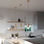 Træ Pendellampe - Komplet E14 Loftslampe til Køkkenø