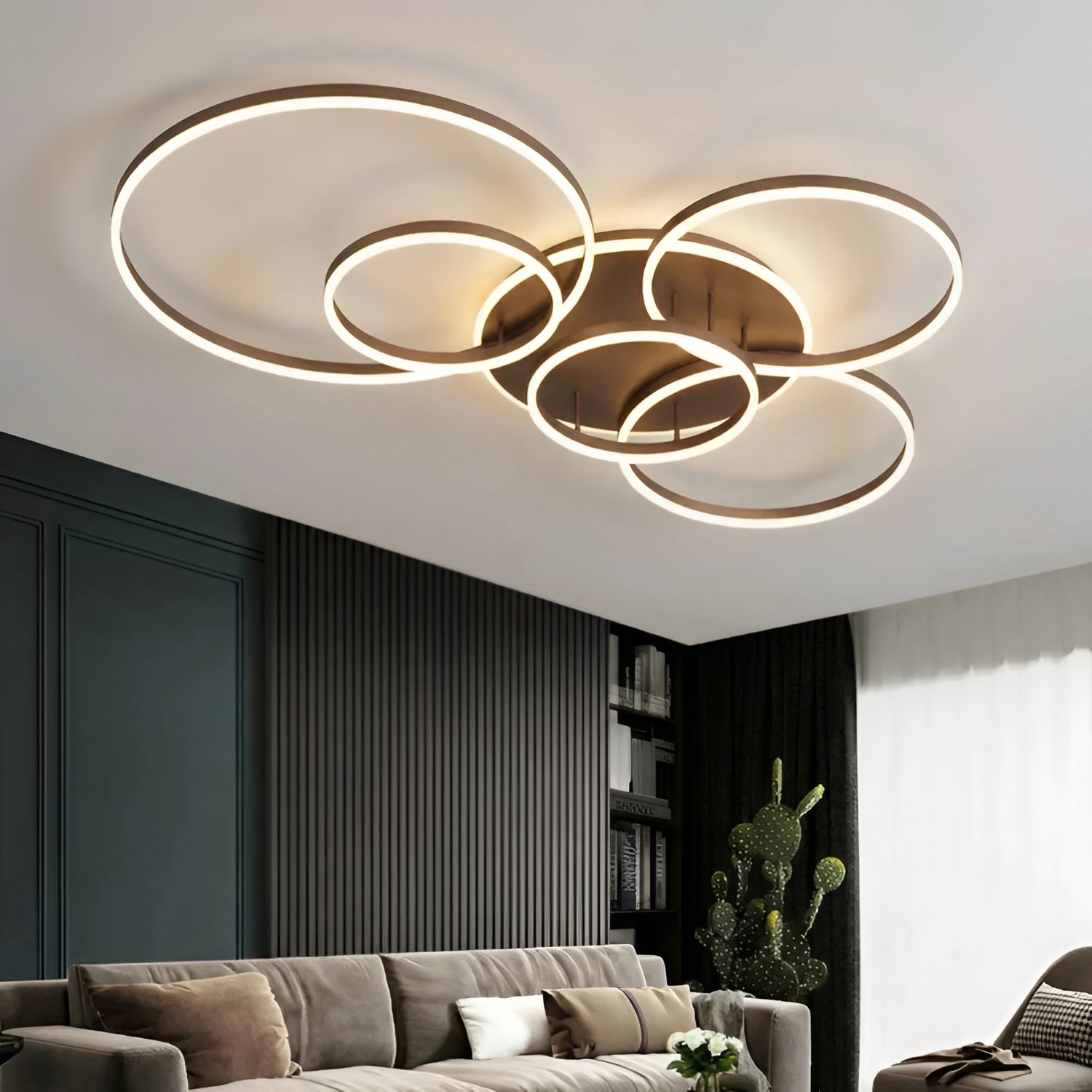 Moderne Ring LED Loftlampe - Sort 5-Rings Belysning