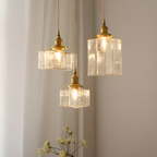 Tekstureret Glas Messing Pendellampe - Industriel