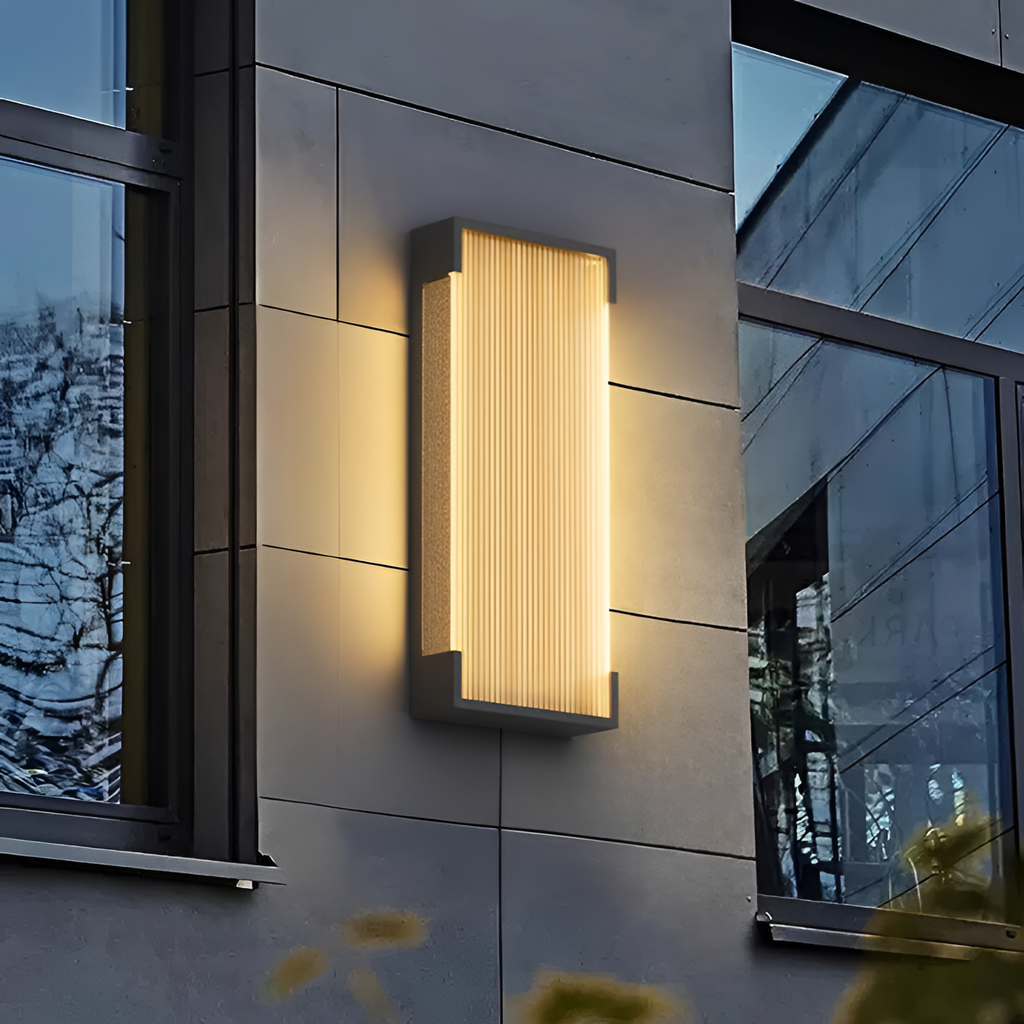 Rektangulær Solenergi Rillet Væglampe - Minimalistisk