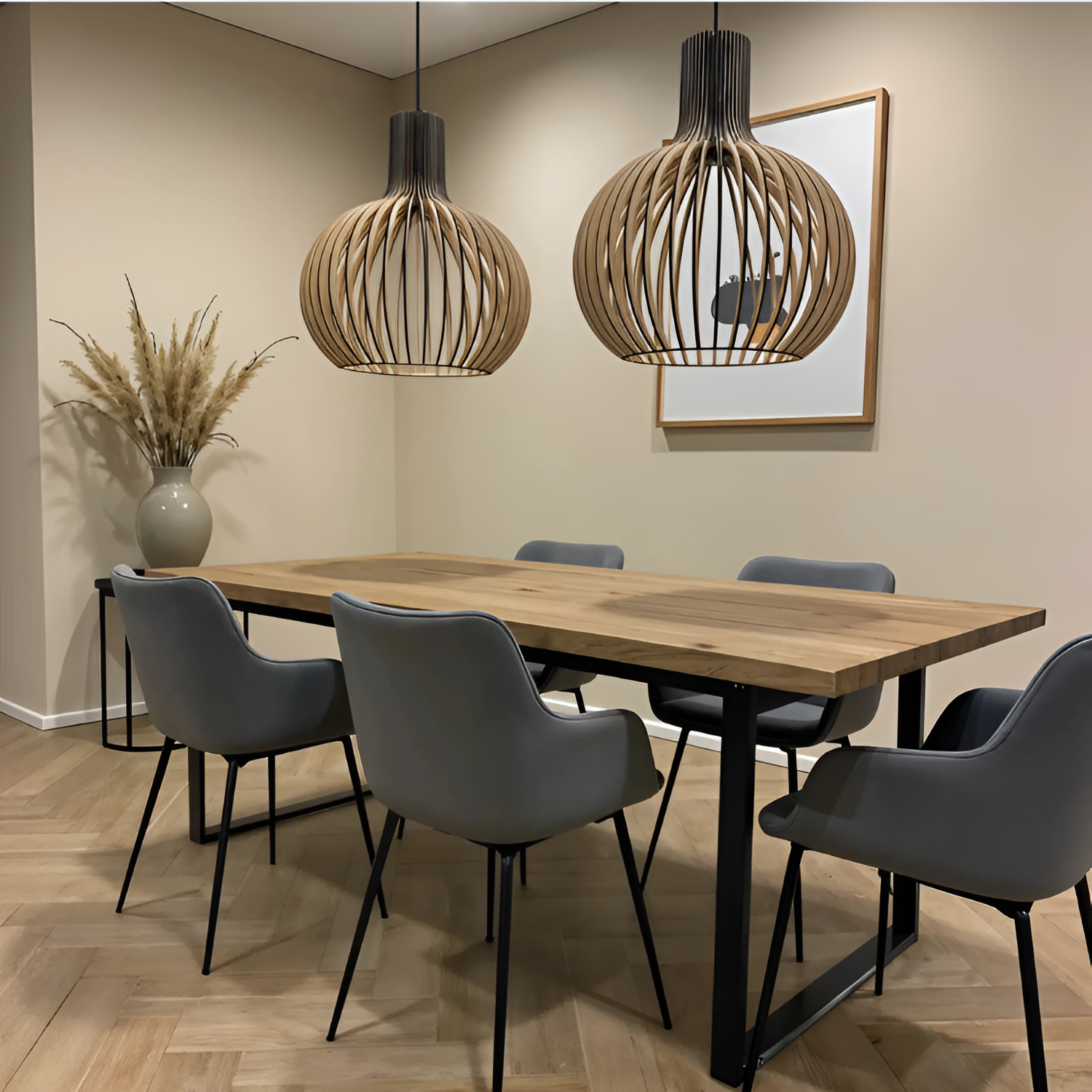 Nordisk Trælampe med Lameller - Moderne Stue