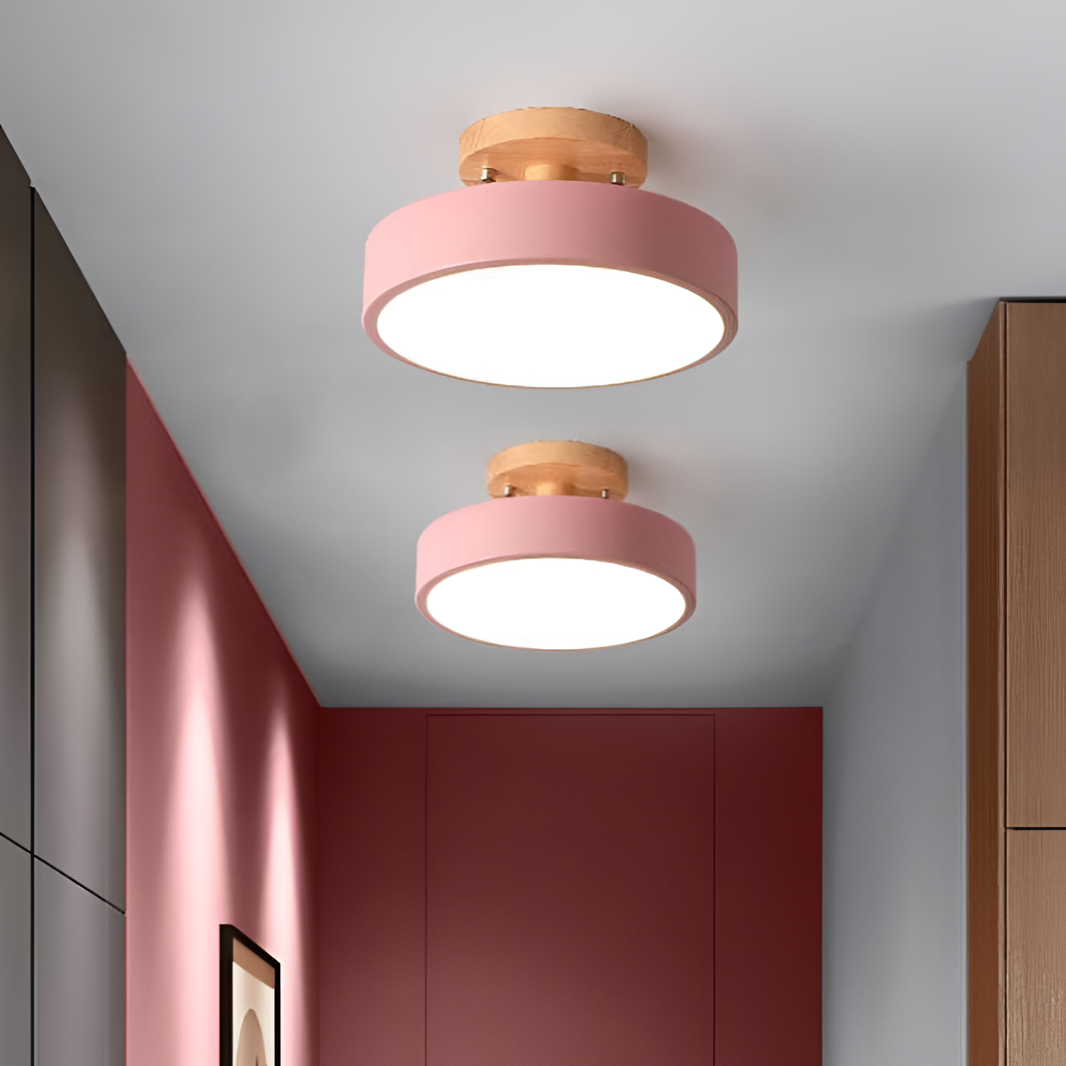 Træbase Nordisk Loftlampe - Minimalistisk