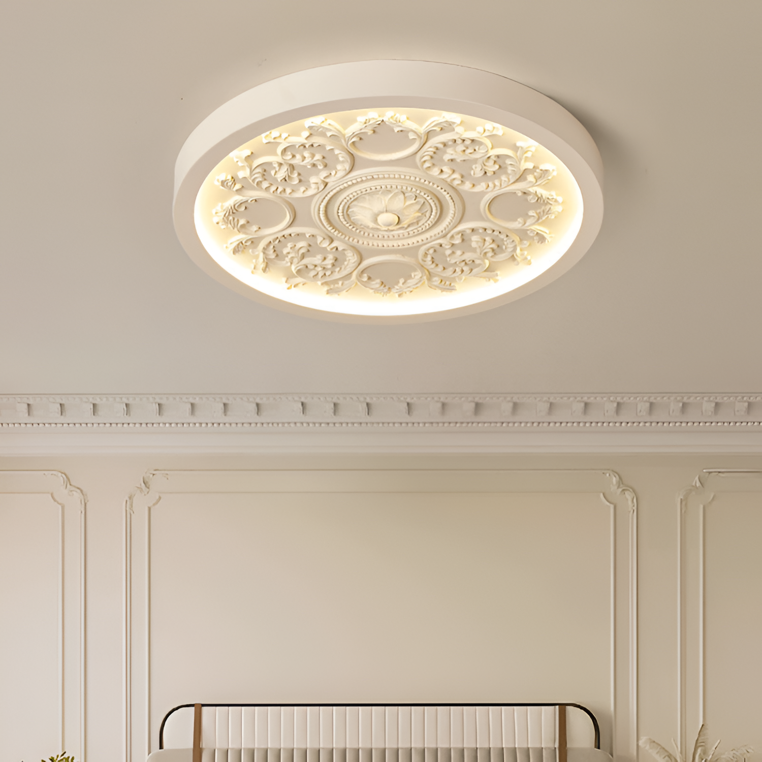 Udskåret loftlampe i akrylharpiks til indbygning – minimalistisk