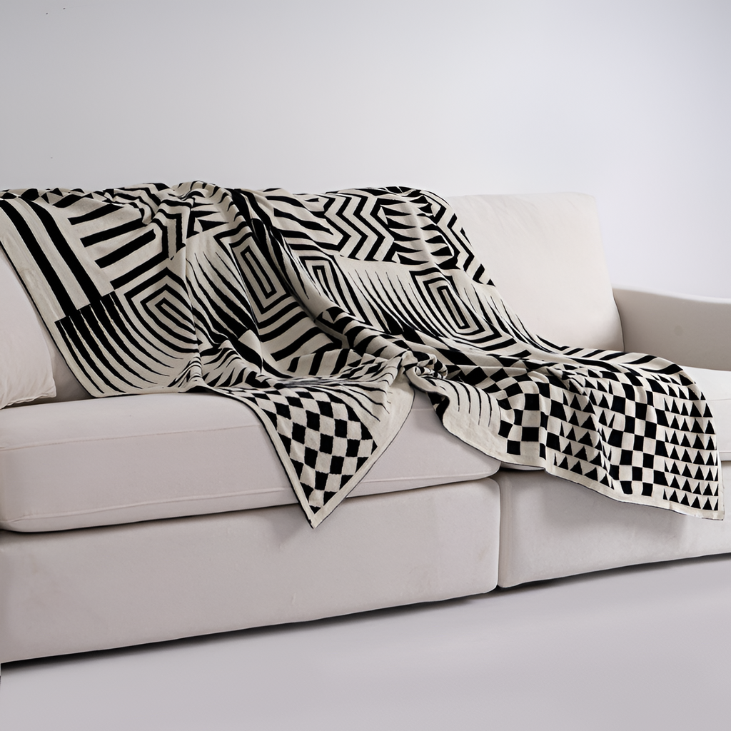 Geometrisk Mønstret Plaid - Vendbar