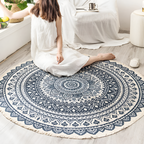 Mandala-mønstret Rundt Gulvtæppe Med Kvaster - Indretning Boho