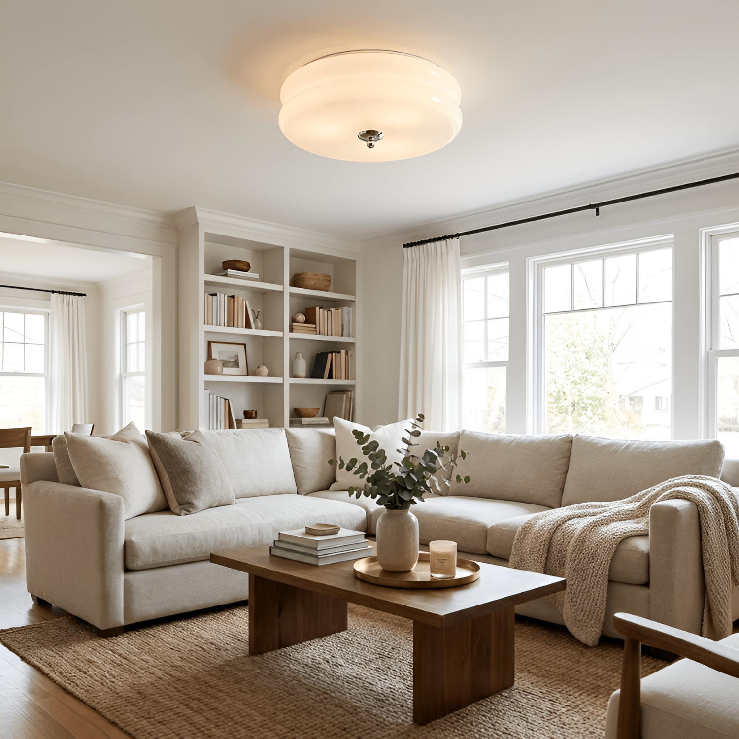 Blanke Loftlampe med Etager - Rundet