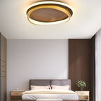 Moderne dæmpbar loftslampe i trælook – minimalistisk