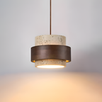 Industriel Travertin Træ Pendel - Minimalistisk