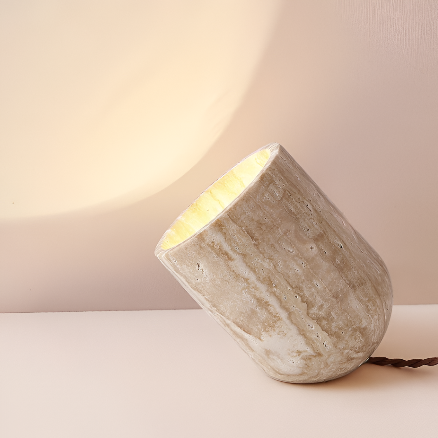 Struktureret Cylinderformet Bordlampe - Abstrakt