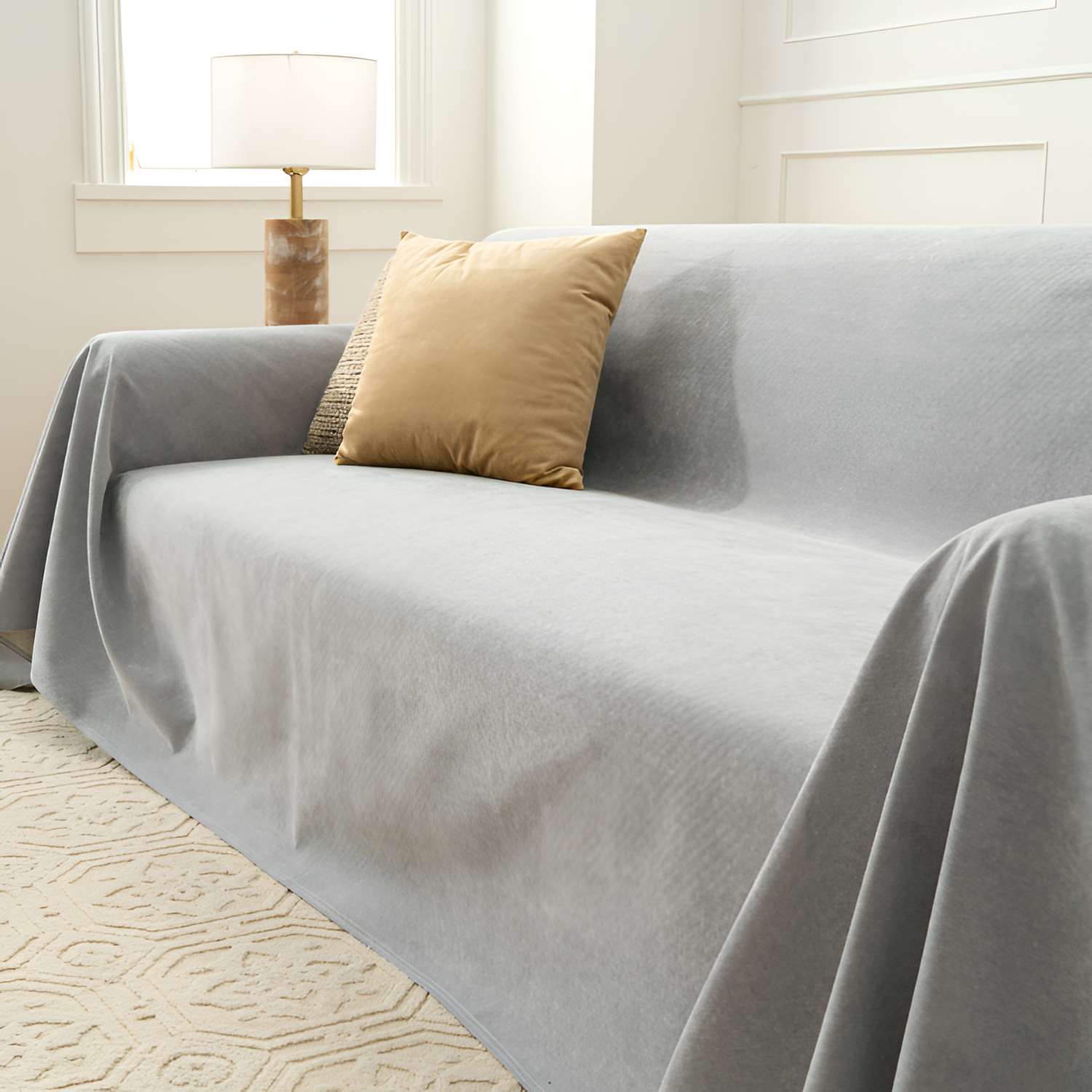 Minimalistisk Tekstureret Sofaovertræk - Skridsikkert