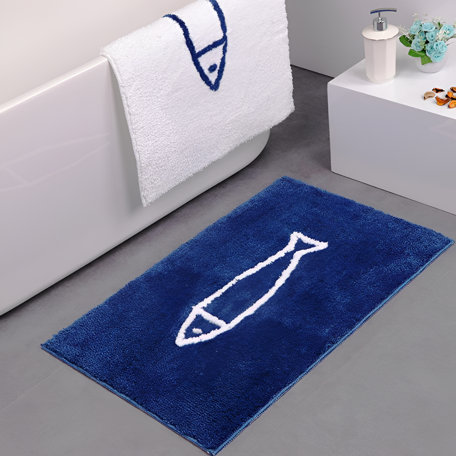 Minimalistisk Tekstureret Bademåtte - Absorberende