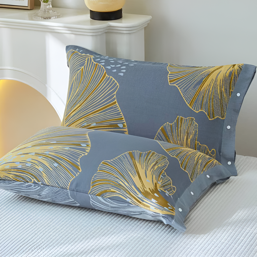 Funda de Almohada Floral Ginkgo - Con Botones