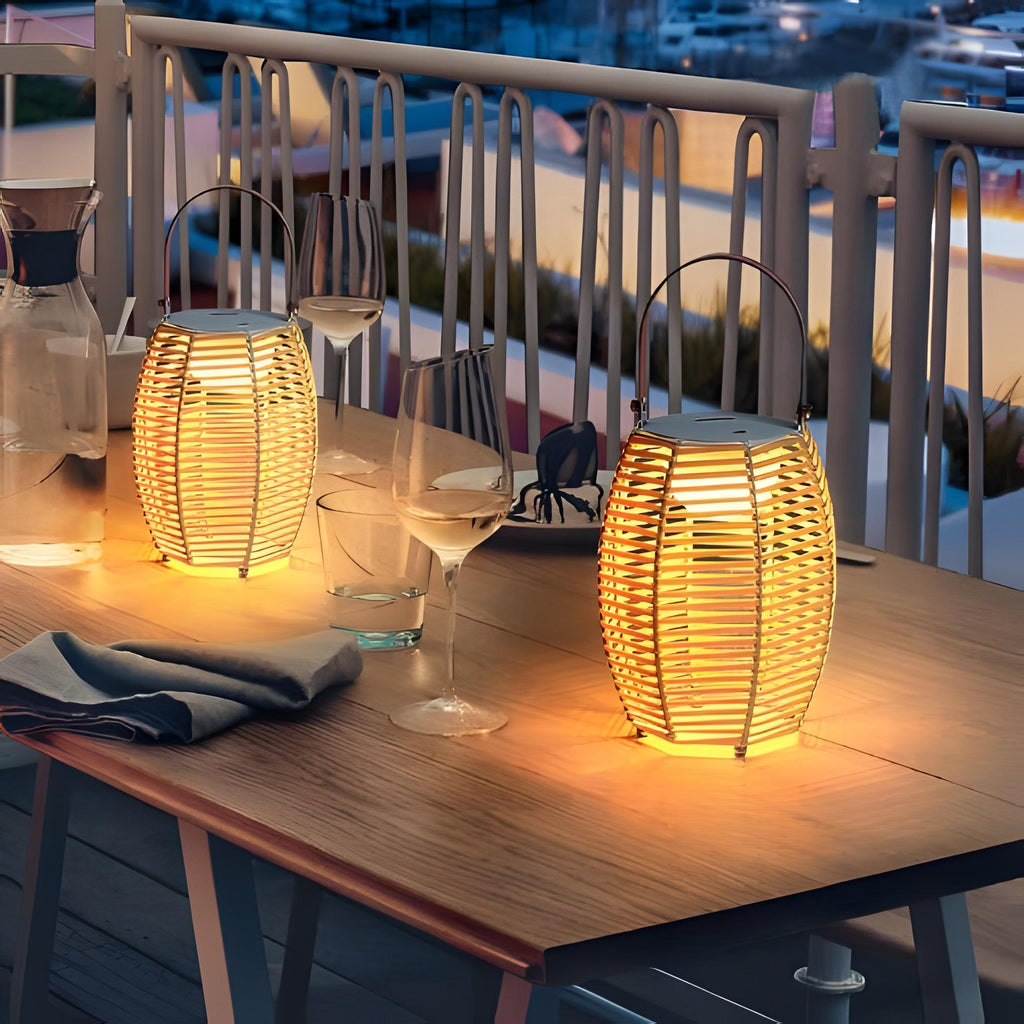 Vævet Rattan Tøndelanterne - Transportabel